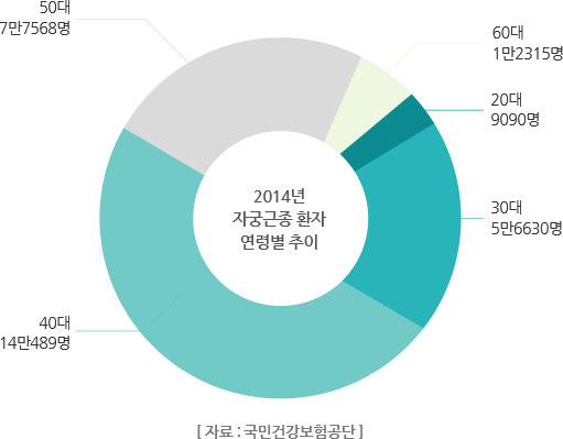 2014년 자궁선근증 환자 연령별 추이